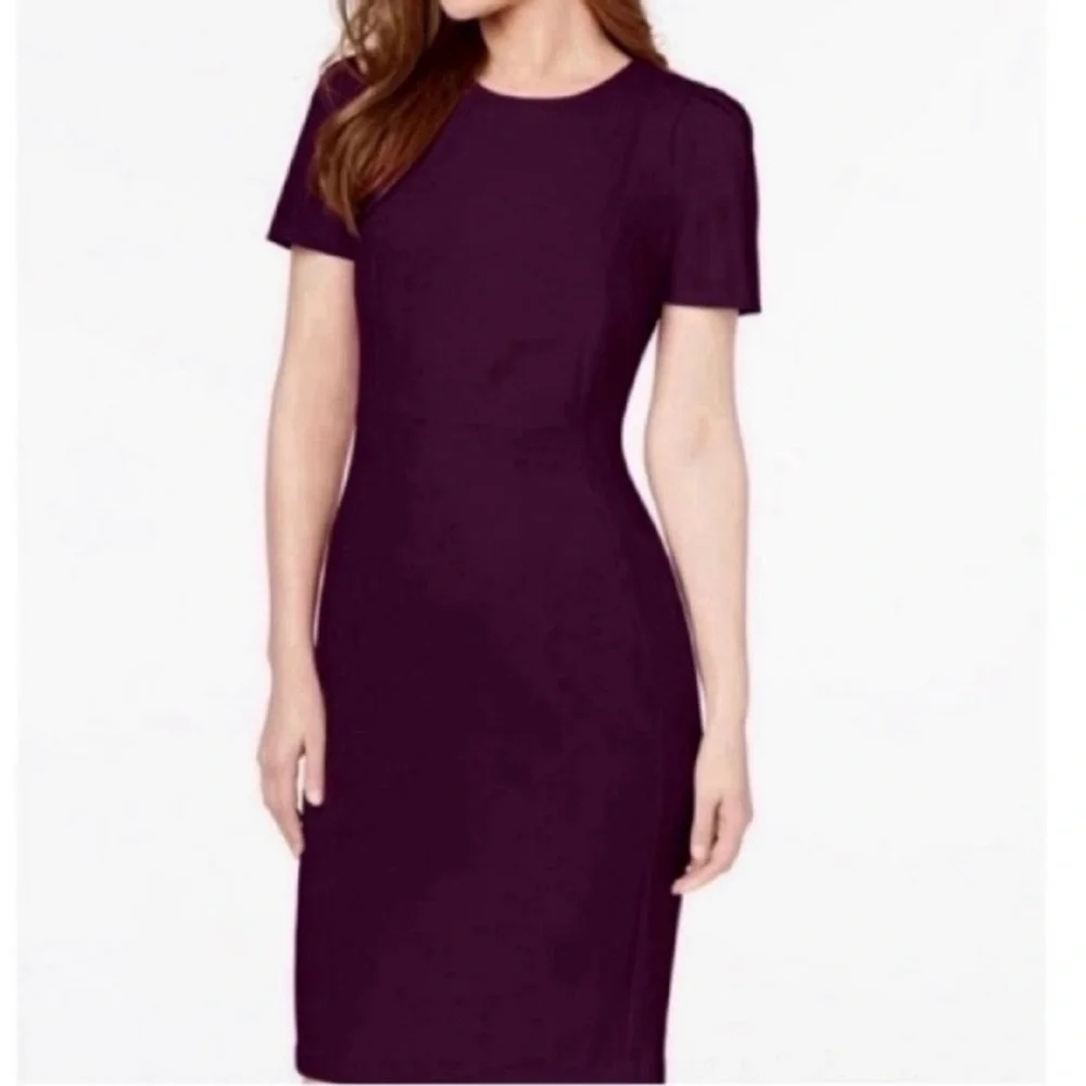 🩷 NWT! Pink CALVIN KLEIN Puff Sleeve Sheath Dress - Size 6 - Picture 4 of 9